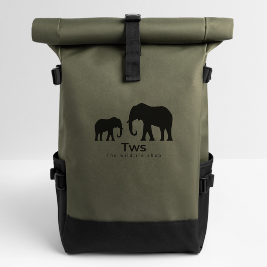 Roll Top Backpack - olive/black