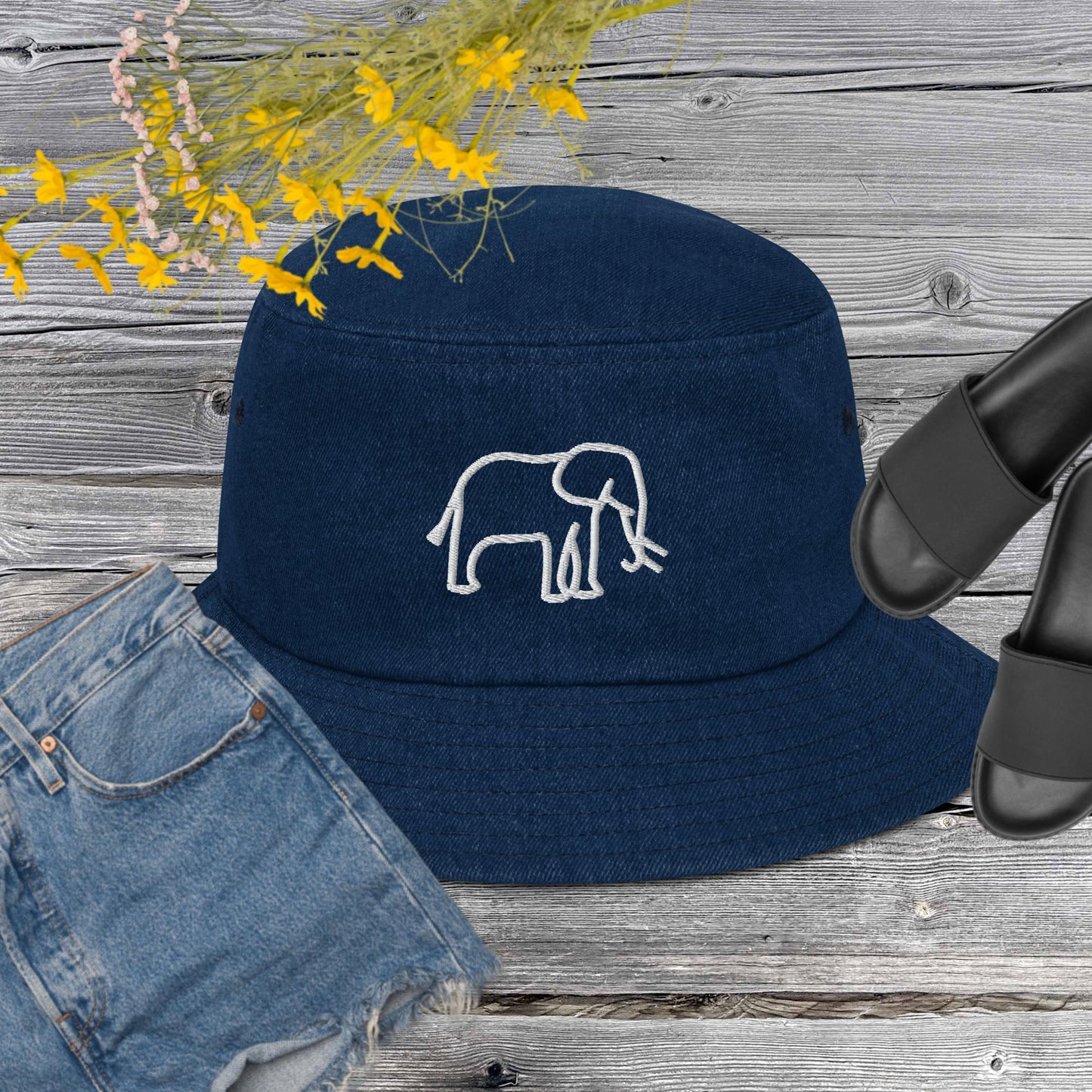 Denim bucket hat Elephant