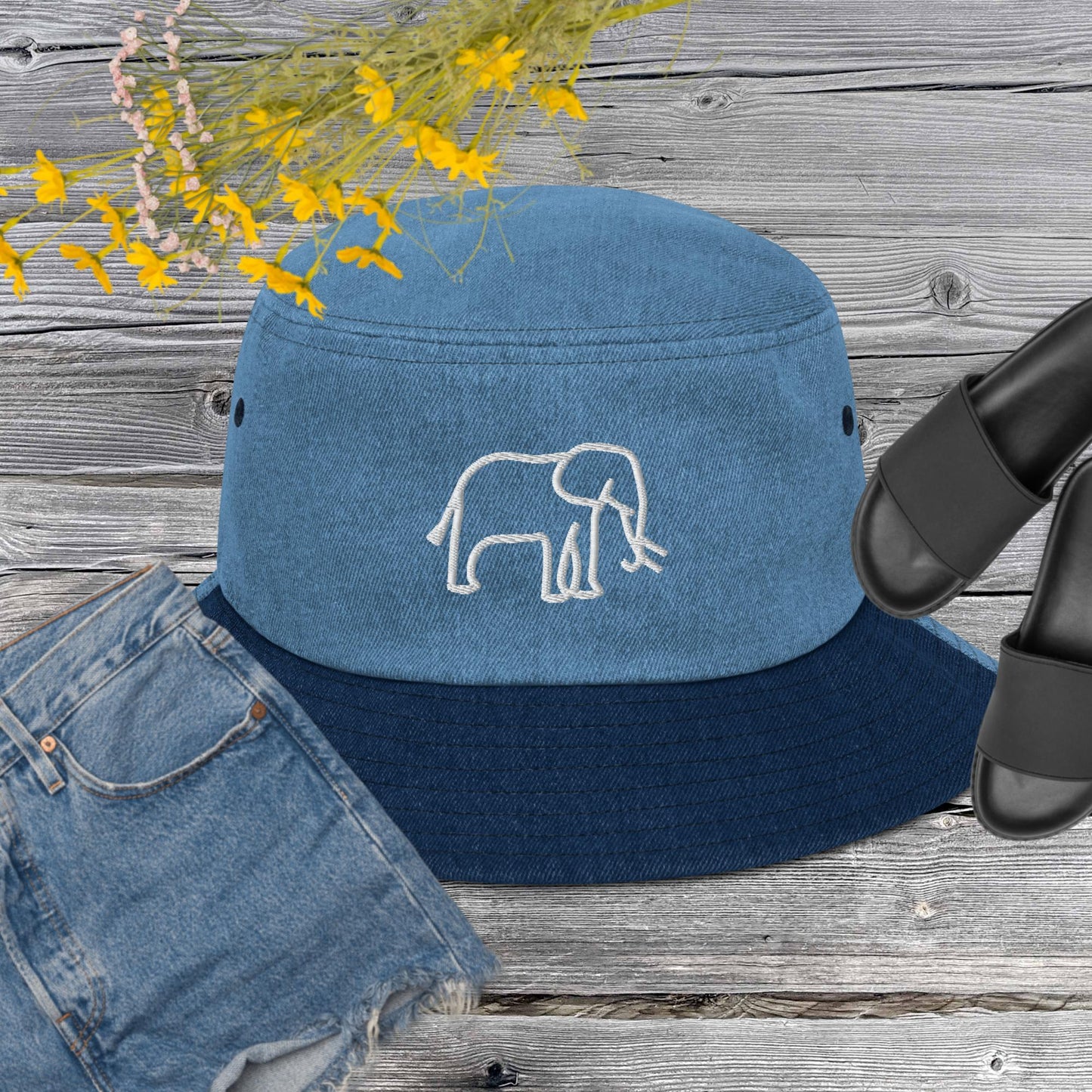 Denim bucket hat Elephant